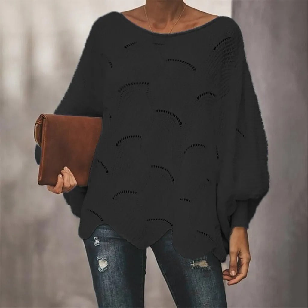 Levoire | Pull Long À Manches Crochet Noir