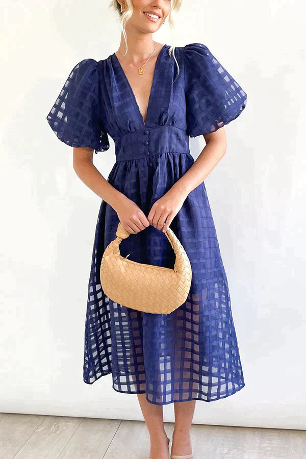 Levoire | Unique Style Dress With Extended Sleeves bleu marine