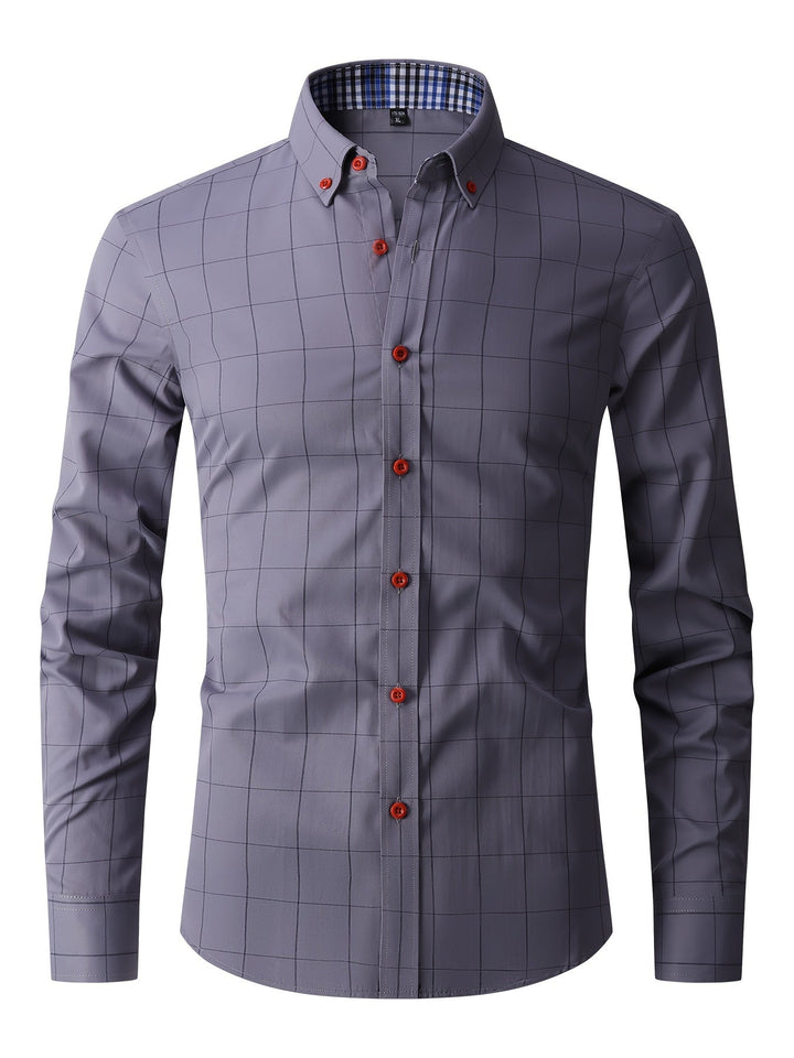 Levoire | Chemise D'Affaires À Carreaux À Manches Longues gris