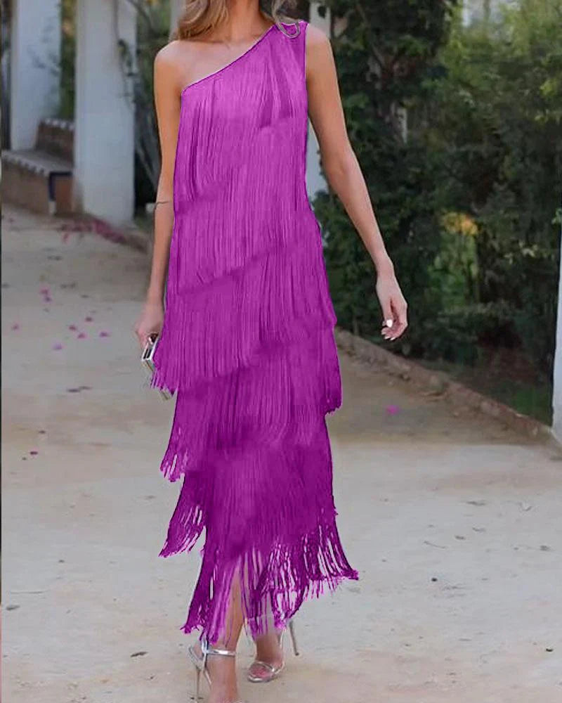 Levoire | Robe élégante avec franges Rose