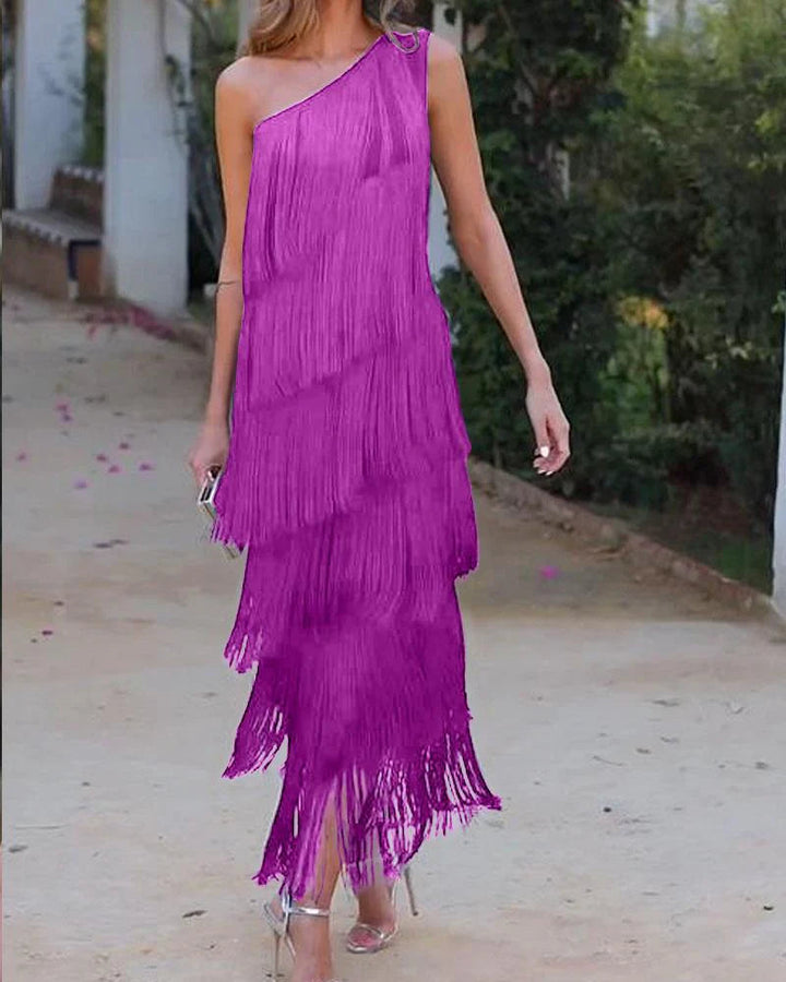 Levoire | Robe élégante avec franges Rose