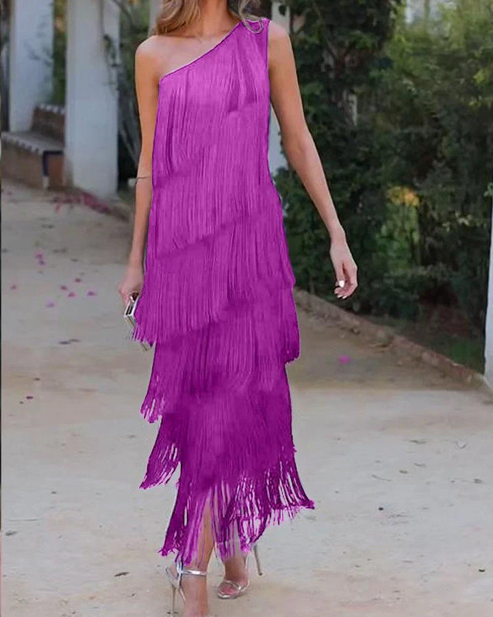 Levoire | Robe D'Été À Manches Longues Moderne Fluide Tissu Léger Lila