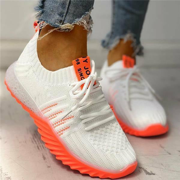 Levoire | Baskets De Sport En Maille Avec Lacets Et Semelle Ergonomique Pour Femmes Blanc