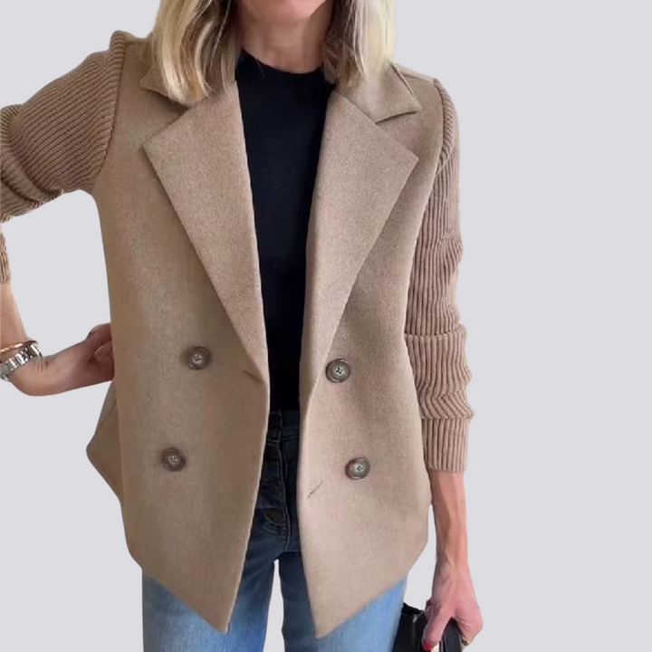 Levoire | Blazer Élégant Avec Manches En Tricot Beige