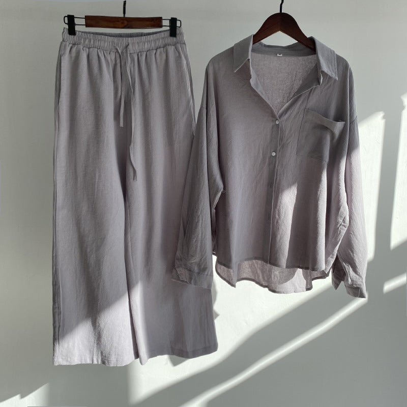 Levoire | Ensemble Élégant En 2 Pièces Avec Chemise & Pantalon Large GRIS