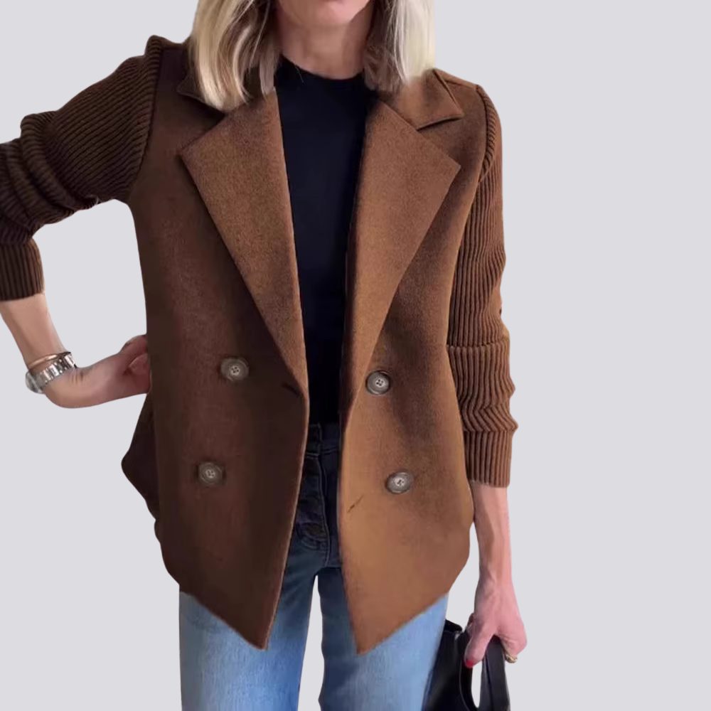 Levoire | Blazer Élégant Avec Manches En Tricot Braun