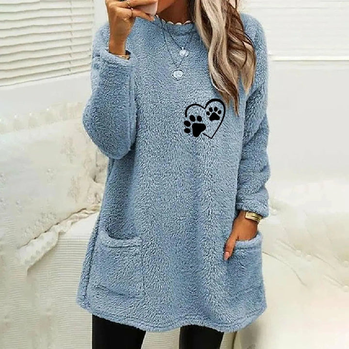 Levoire | Pull over en coton pour femmes à manches longues Bleu clair