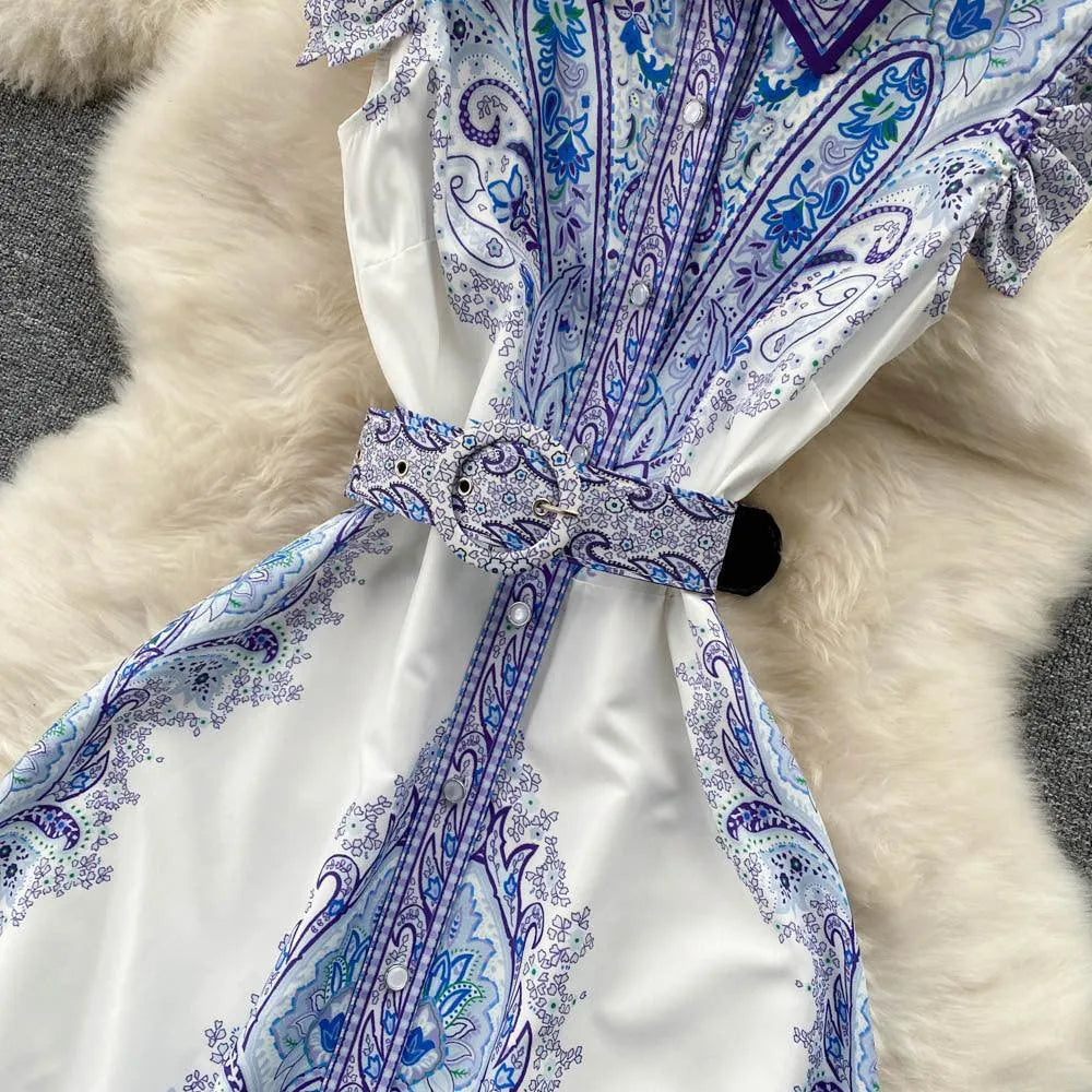 Levoire | Robe rétro femme avec col montant et lacets d'été