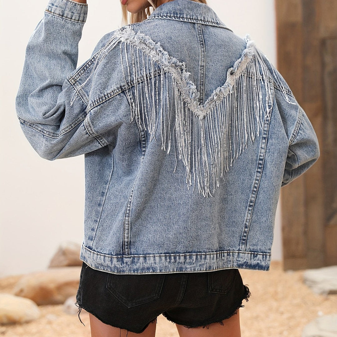 Levoire | Veste En Denim Bleu Clair Avec Des Paillettes Et Fermeture À Boutons