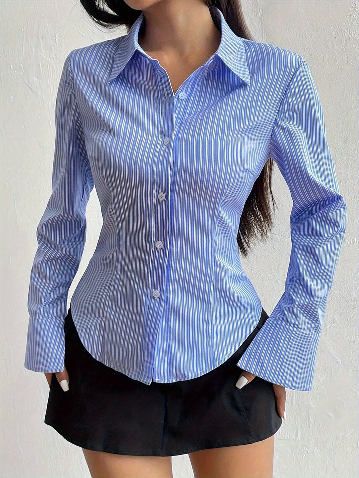 Levoire | Chemise En Polyester Élégante À Manches Longues Et En Col En V