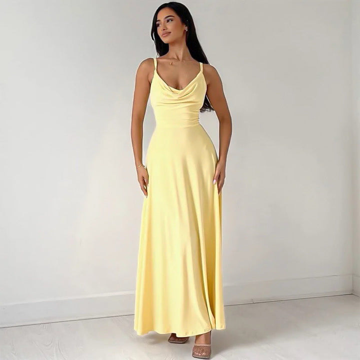 Levoire | Robe Maxi Sculptée Épaules Fines Jaune