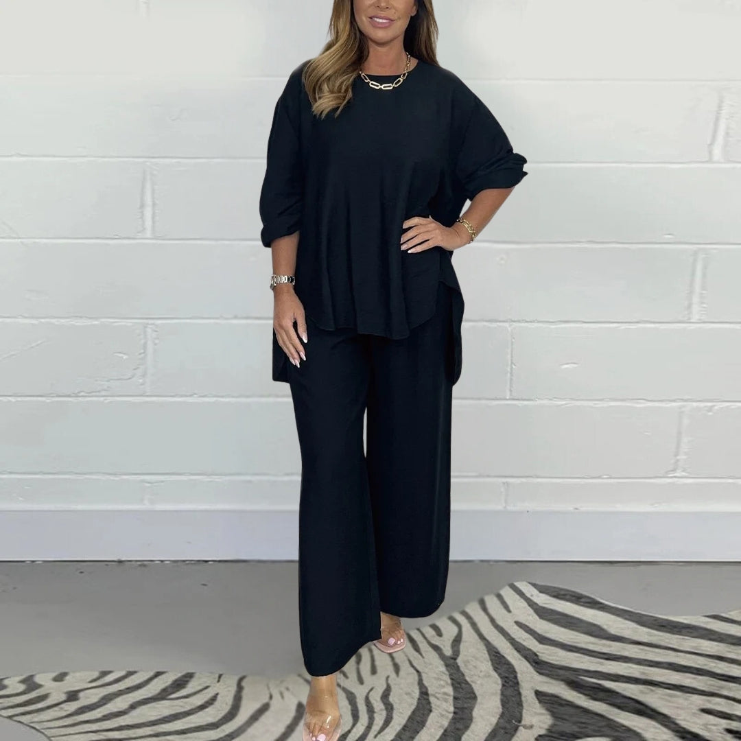 Levoire | Robe Maxi Élégante En Tissu Souple Charbon Noir