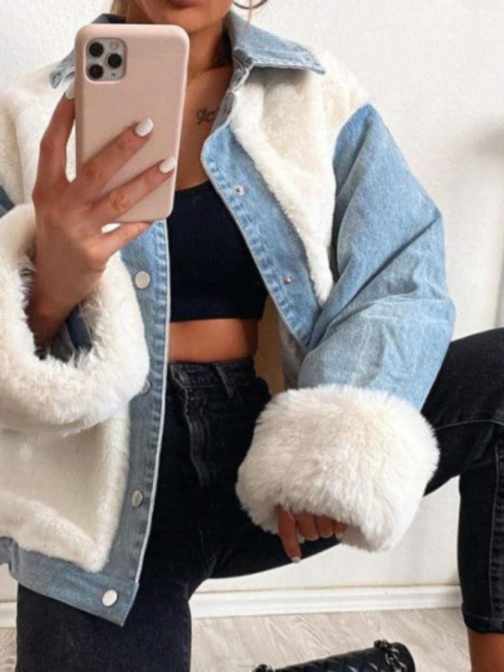 Levoire | Denim Doux Avec Coutures Douces Pour L'Automne Et Bleu et Blanc