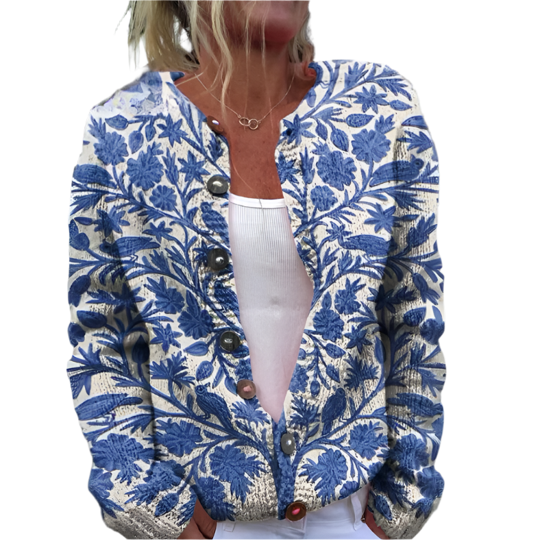 Levoire | Cardigan Avec Motif Floral Pour Femmes Bleu