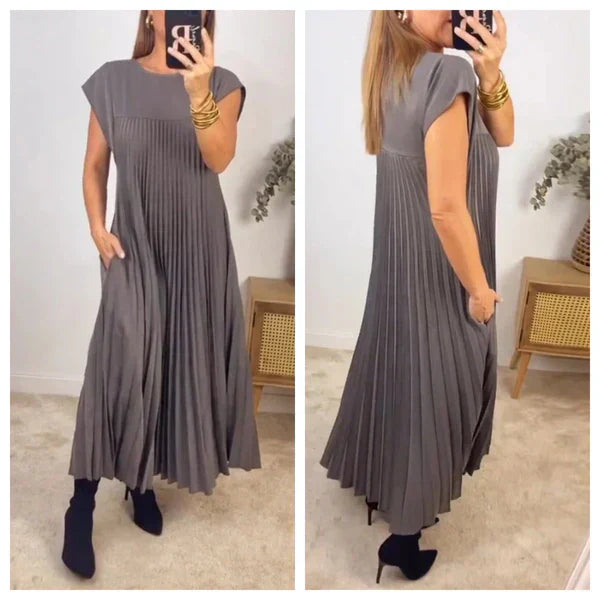 Levoire | Robe plissée pour femme, couleur unie Gris