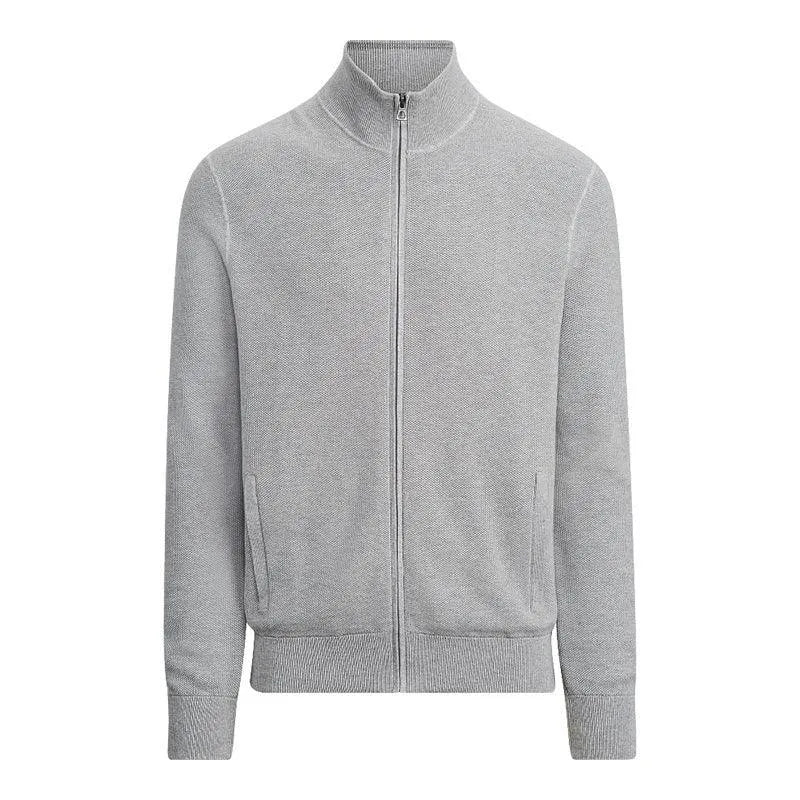 Levoire | Pull-over en laine à zip pour hommes Slim-Fit uni