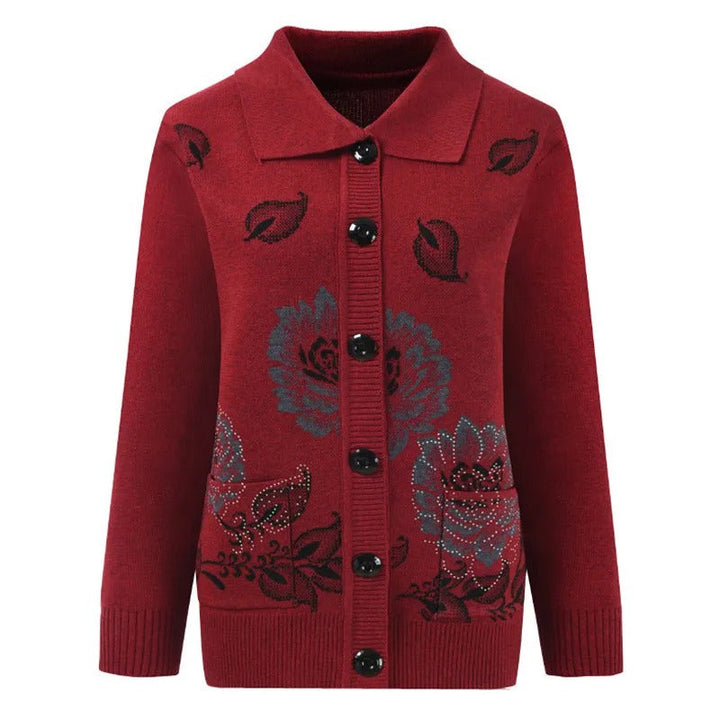 Levoire | Veste En Tricot Élégante Avec Broderie De Fleurs Rot Une taille