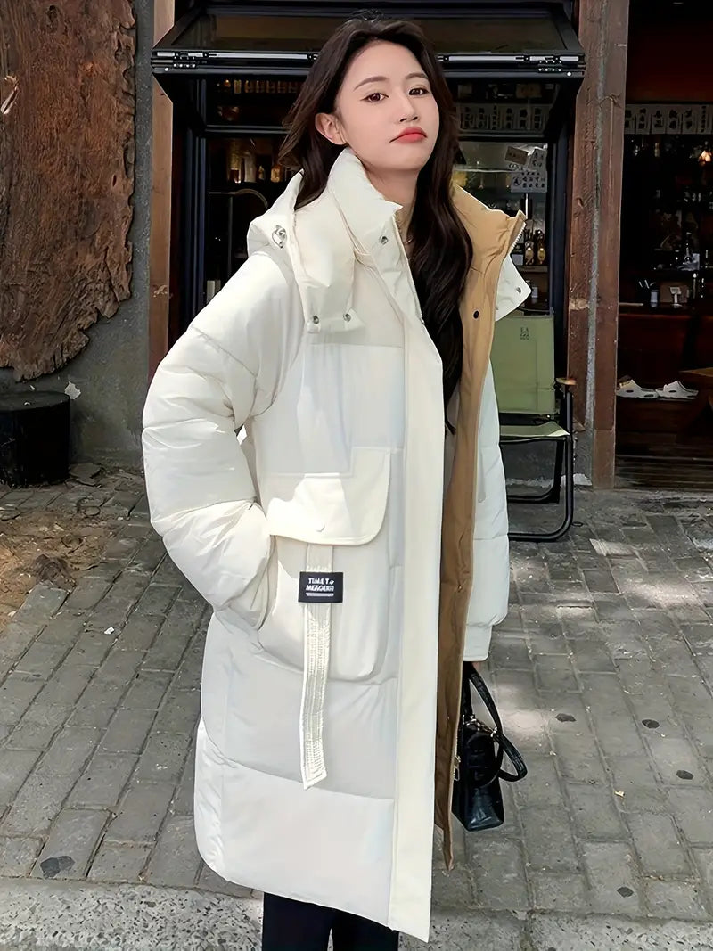 Levoire | Manteau Long Duvet Chic Avec Capuche Blanc