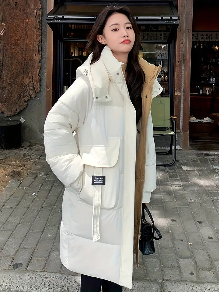 Levoire | Manteau Long Duvet Chic Avec Capuche Blanc