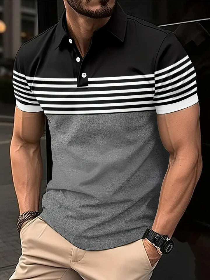 Levoire | Chemise Décontractée Rayée Manches Courtes Gris