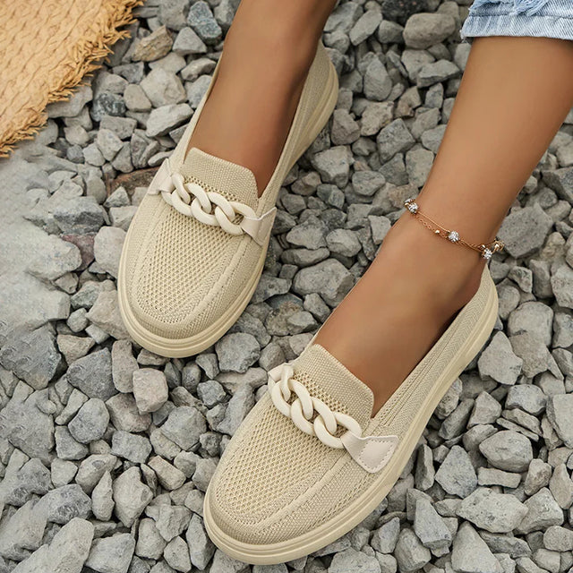 Levoire | Sneaker À Enfiler Légère Et Luxueuse Avec Détail En Chaîne Pour Femmes Abricot