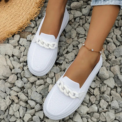 Levoire | Sneaker À Enfiler Légère Et Luxueuse Avec Détail En Chaîne Pour Femmes Blanc