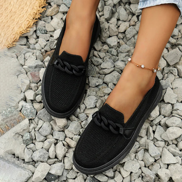 Levoire | Sneaker À Enfiler Légère Et Luxueuse Avec Détail En Chaîne Pour Femmes Noir