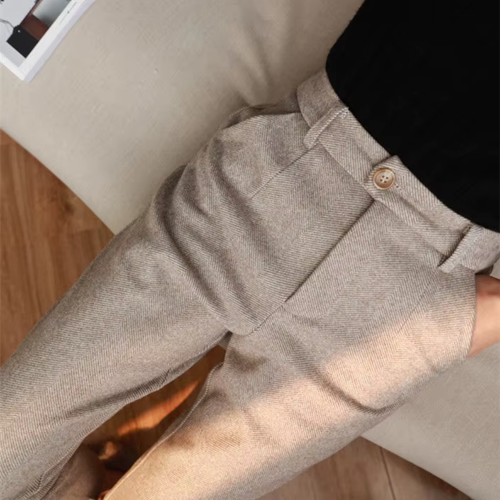 Levoire | Pantalon À Taille Haute Élégant En Tissu À Motif De Pêcheur