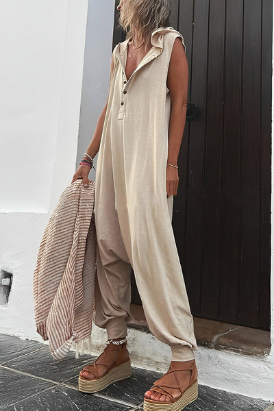 Levoire | Sweat à capuche Combinaison sans manches Pantalons Harem Beige