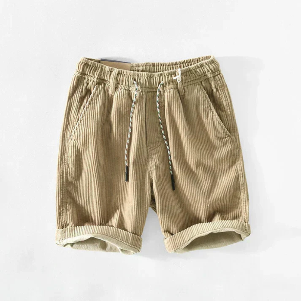Levoire | Shorts En Velours Côtelé Pour Hommes Avec Une Ambiance Estivale Décontractée Khaki