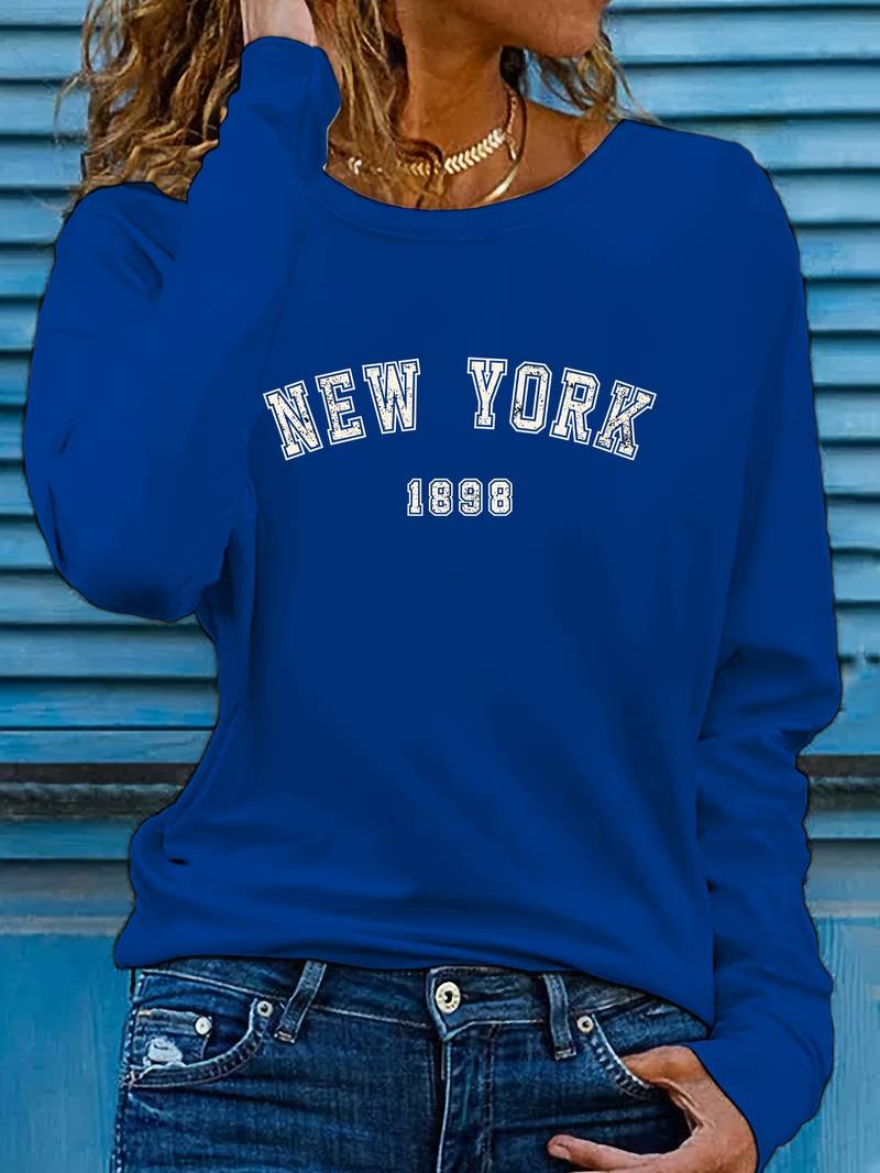 Levoire | T-Shirt À Col Rond Avec Impression New York Bleu