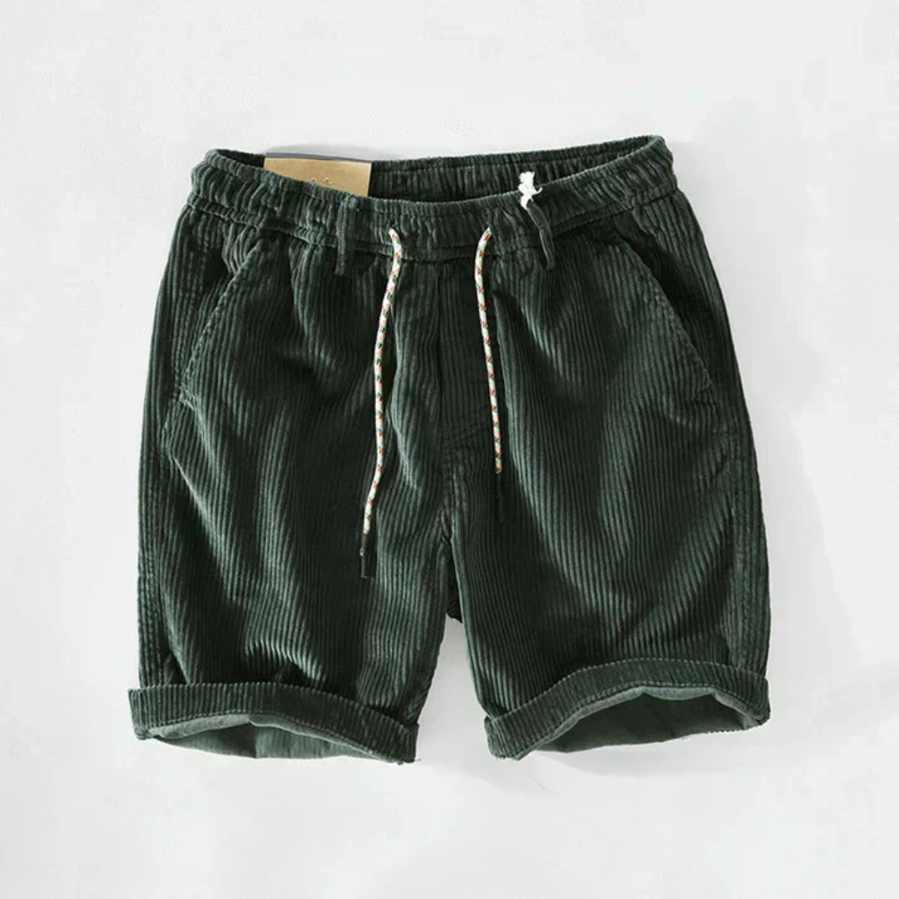 Levoire | Shorts En Velours Côtelé Pour Hommes Avec Une Ambiance Estivale Décontractée Vert