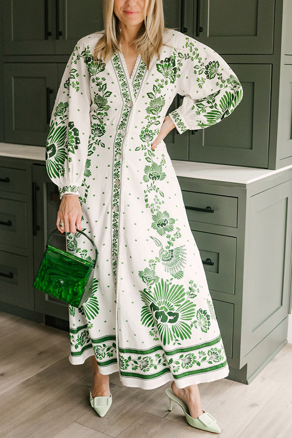 Levoire | Robe maxi à manches longues imprimée