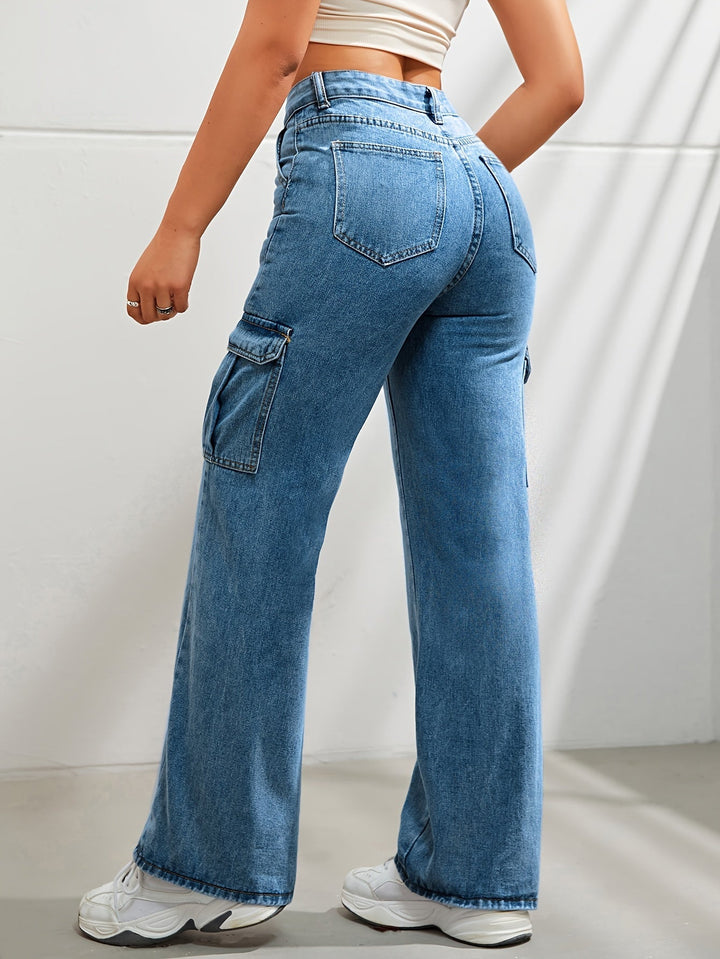 Levoire | Rennot Denim Cargo-Pantalons Avec Jambe Large Et Taille Haute