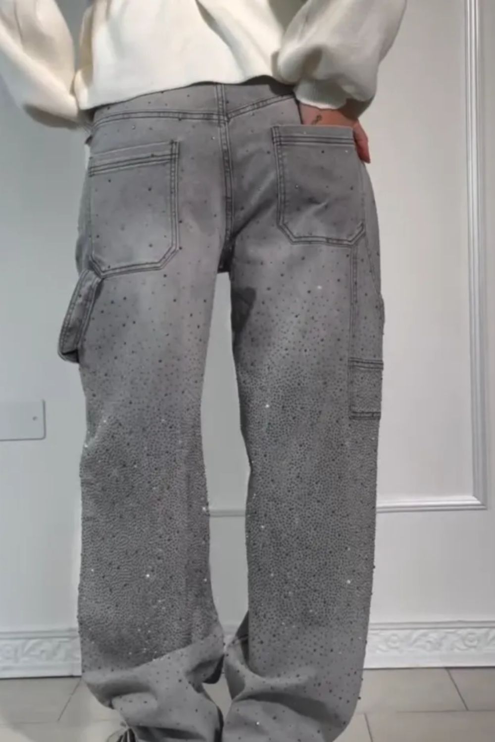Levoire | Jean Pour Femmes Lavé Avec Des Détails En Strass Dans Une Coupe Large
