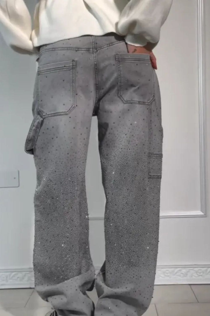 Levoire | Jean Pour Femmes Lavé Avec Des Détails En Strass Dans Une Coupe Large