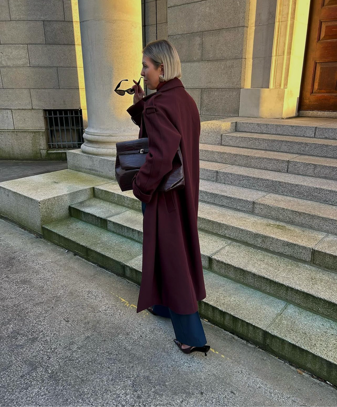 Levoire | Manteau Long Élégant Couleur Bourgogne