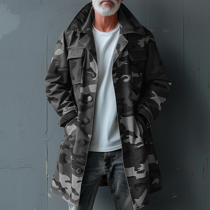 Levoire | Veste Trench Camouflage Pour Hommes Gris