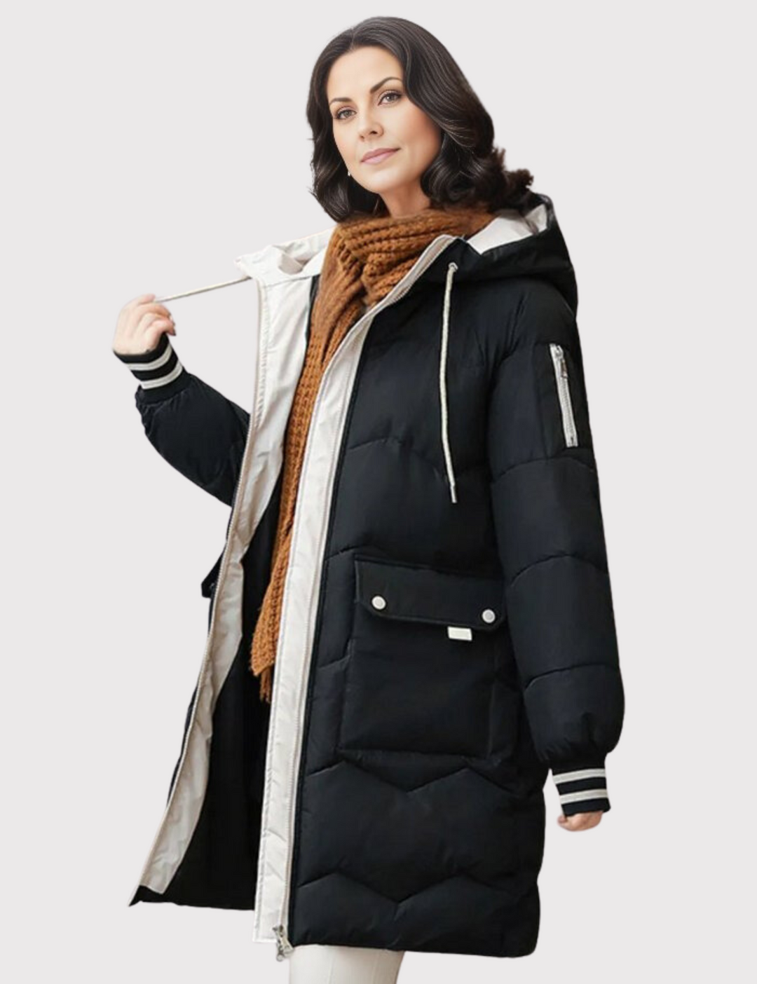 Levoire | Veste À Capuche Longue À Manches Longues Avec Poches Profondes Noir