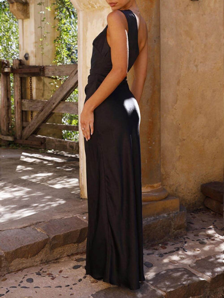 Levoire | Robe Maxi En Satin À Une Épaule Avec Fente Pour Femmes