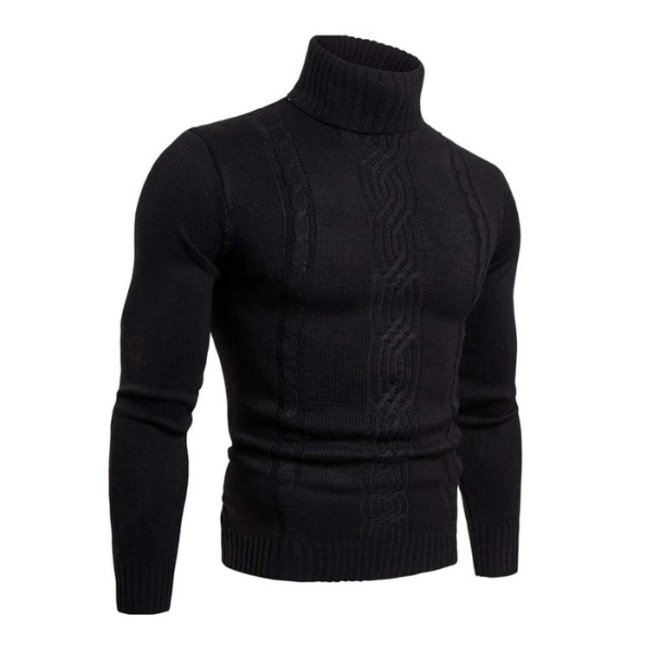 Levoire | Chemises À Col Puffer Tricotées Chaudes, Avec Modèle De Câble Noir
