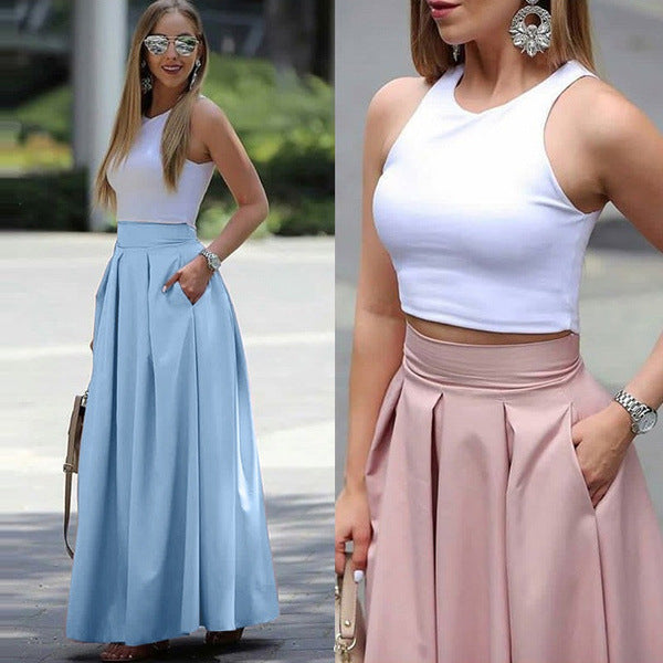 Levoire | Jupe Plissée Confortable Longueur Cheville Taille Haute