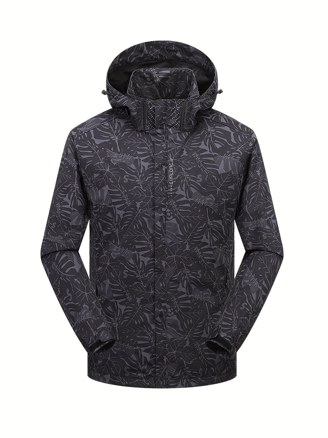 Levoire | Veste Coupe-Vent Décontractée Imperméable Avec Capuche Camouflage-Noir