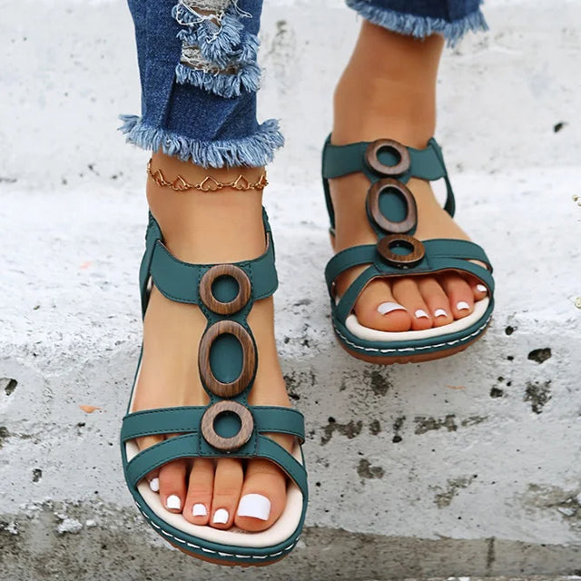 Levoire | Sandales Plates Avec Semelle Ergonomique Et Lacets Pour Femmes