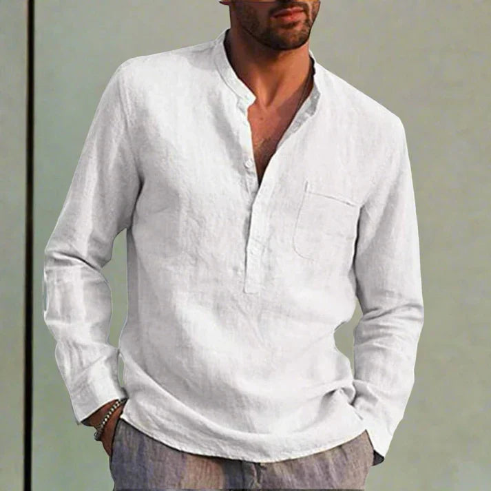 Levoire | Magnifique Chemise En Lin Avec Poche Poitrine Blanc