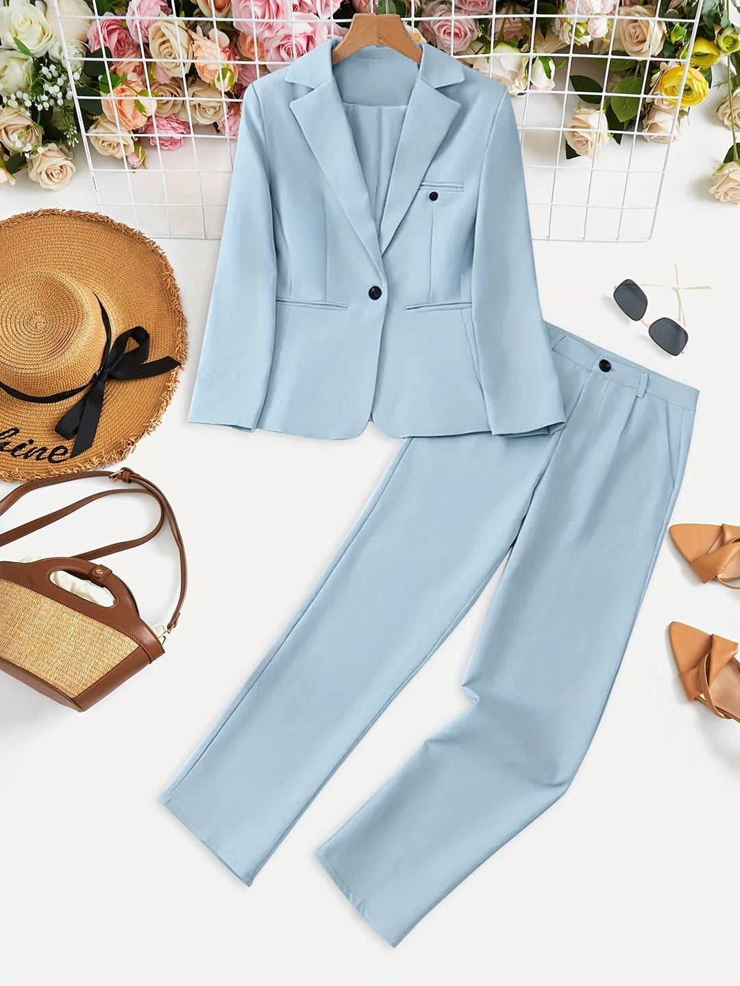 Levoire | Blazer À Col Inversé Pantalons Taille Haute Ensemble De Deux Pièces
