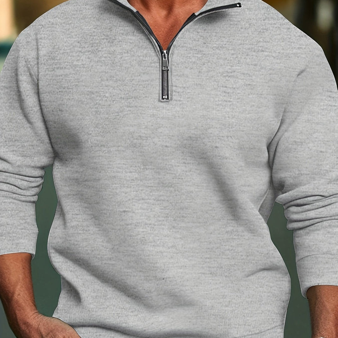 Levoire | Pull-Over En Laine Pour Hommes Légèrement Extensible Avec Col Droit Gris clair