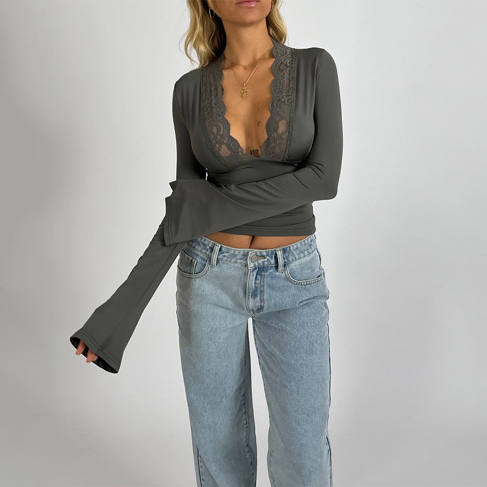 Levoire | Top En Dentelle Tendance Gris