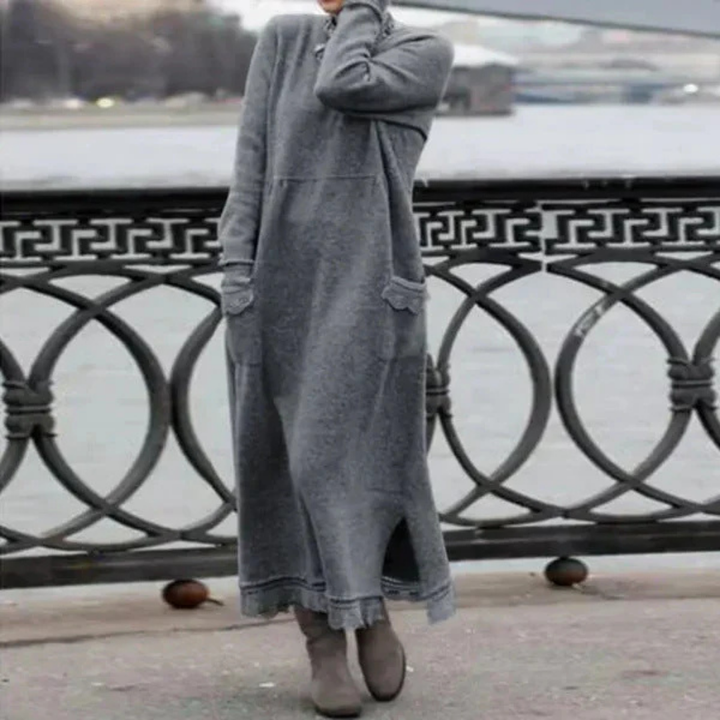Levoire | Robe Maxi En Tricot Élégante Pour Femmes Gris