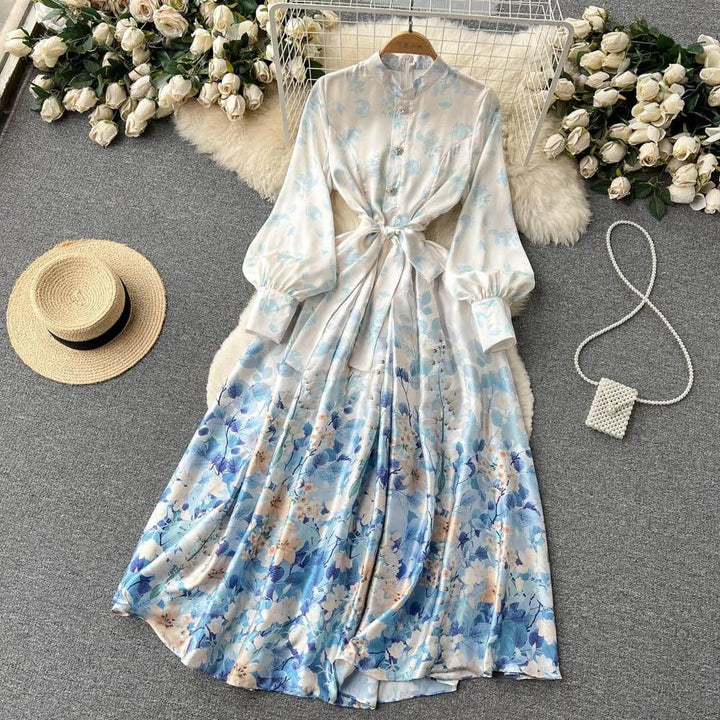 Levoire | Robe en chiffon Kukka avec des épingles à nourrice au col Bleu